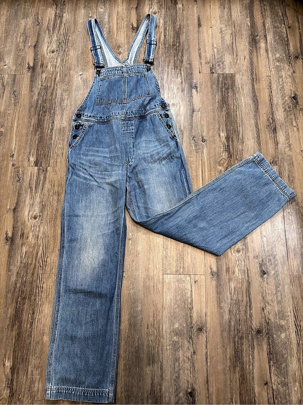 Free People Denim Overalls Blue Waist 28 Style 61855-1615125
